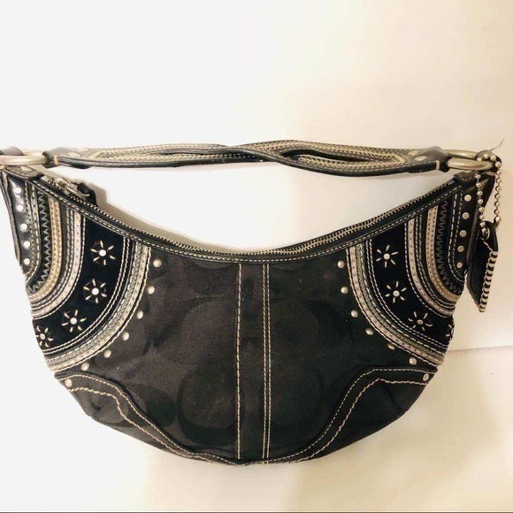 COACH signature stitched soho hob black bag 10482 rare